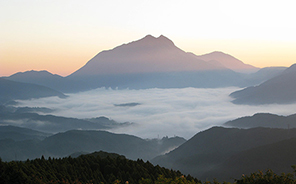 湯布院の朝霧の風景